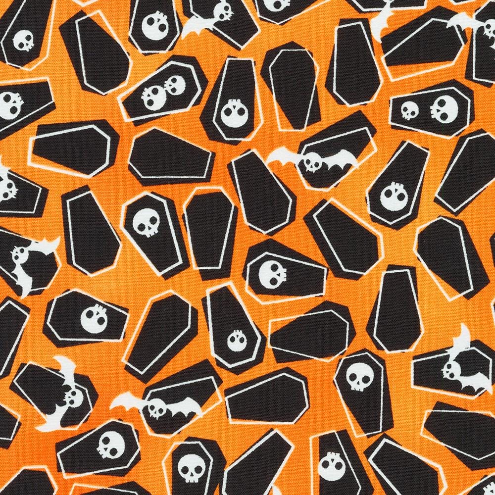 Lights Out, Glow in the Dark in Pumpkin, Robert Kaufman | Half Yard Listing