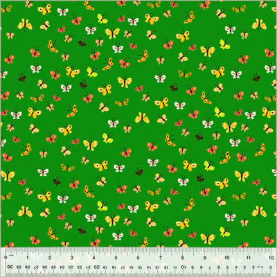 Butterflies on Green , Studio Edit, Heather Ross, Windham| Half Yard Listing