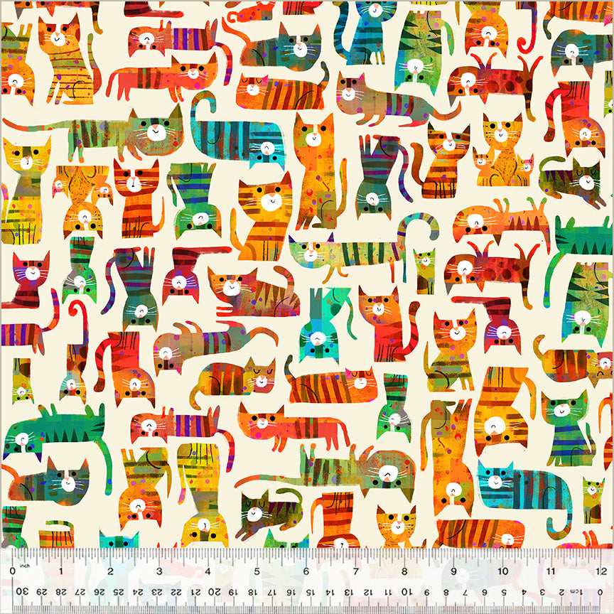 Fur-ever Friends, Cat House in Ivory, Gareth Lucas, Windham | Half Yard Listing