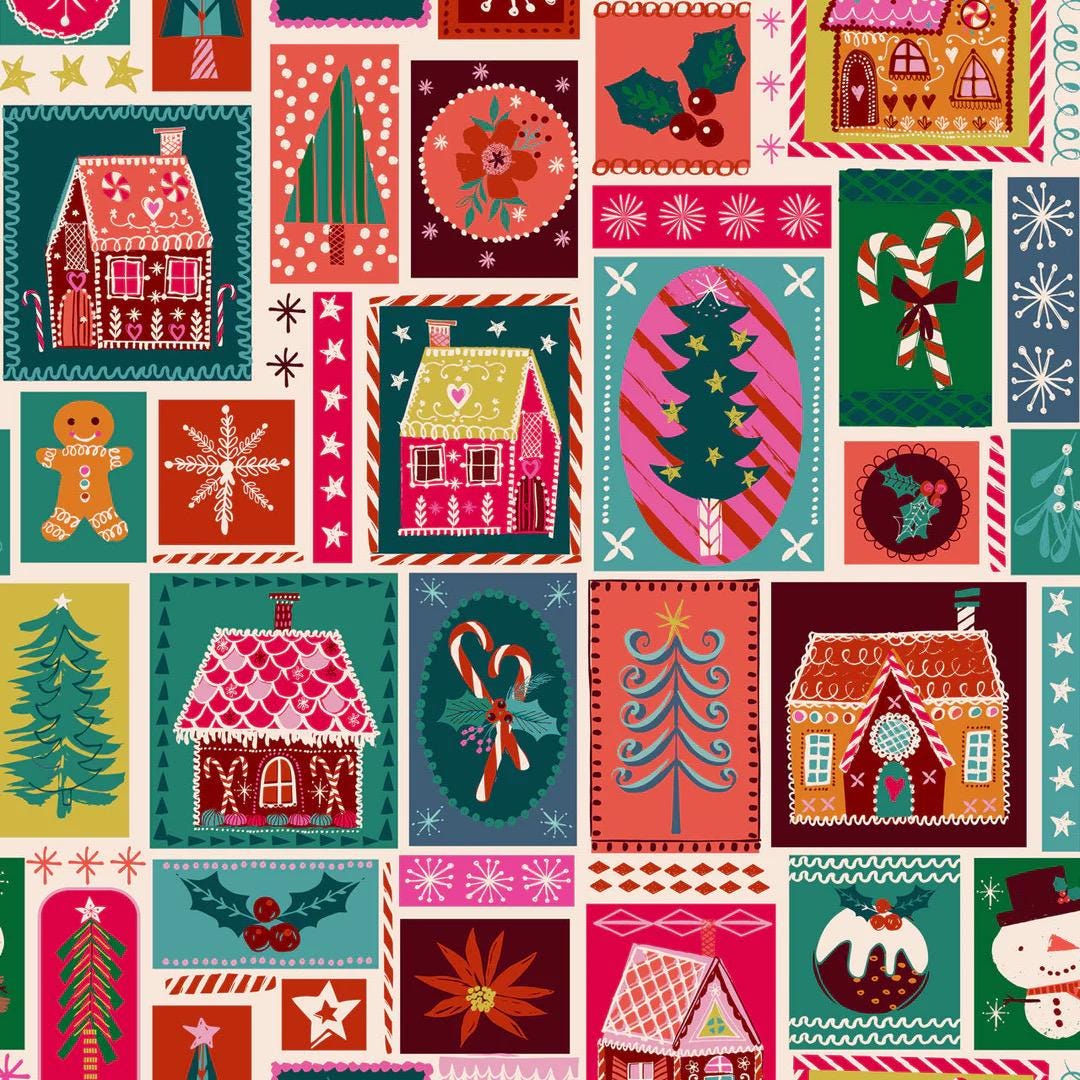 Patchwork Candy Houses, Candy Cane Christmas, Dashwood | Half Yard Listing