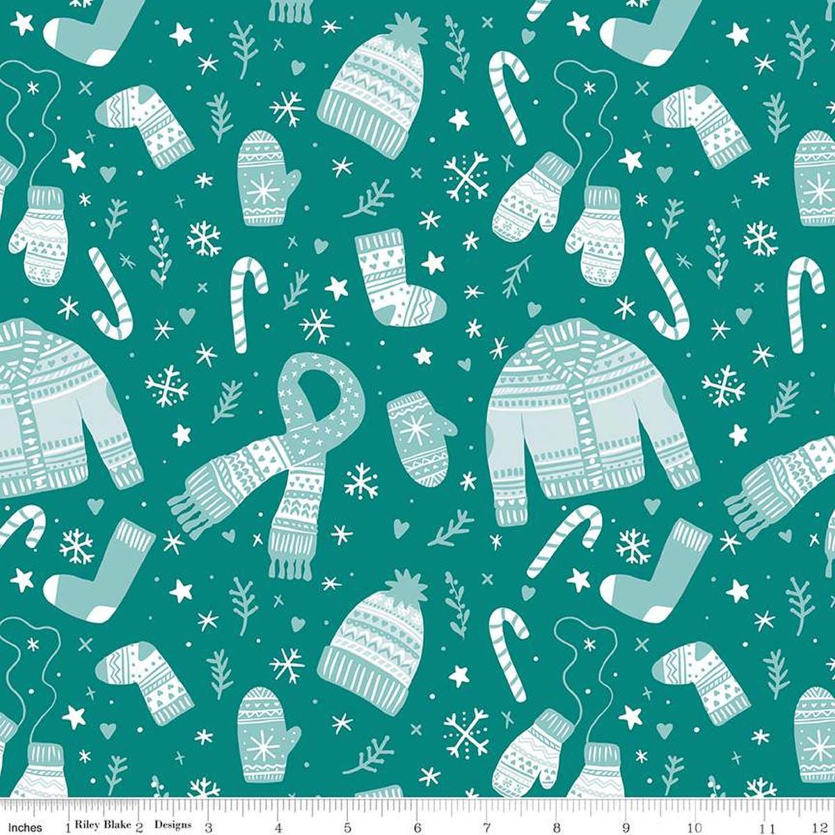 Ski Hill Main, Teal , Half Yard Listing