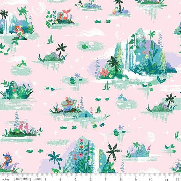 Forever Neverland Mermaid Lagoon, Pink, Jill Howarth, Riley Blake | Half Yard Listing