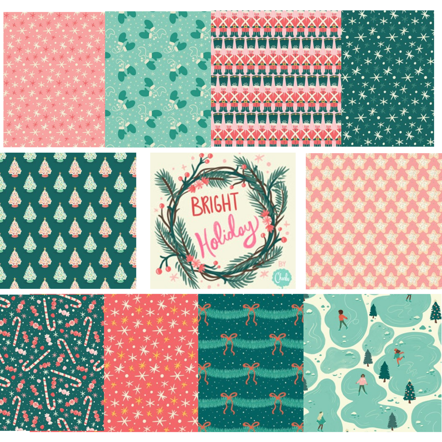 Bright Holiday, Organic Cotton, Cloud 9| Fat Quarter Bundle