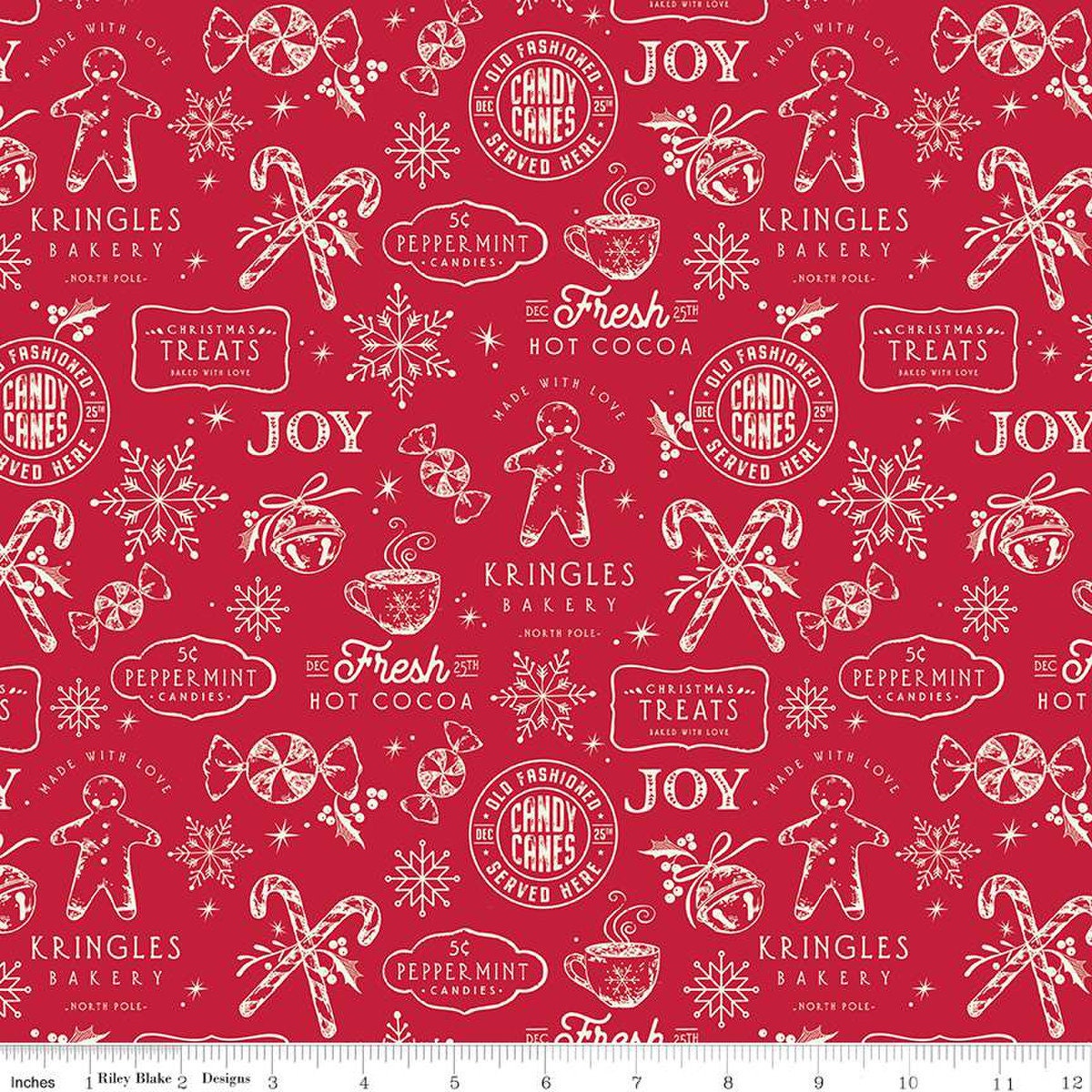 Merry Little Christmas, Treats in Red | Half Yard Listing