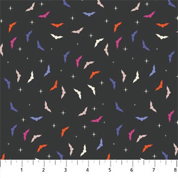 Ghost Town Black Ditsy Bats | Half Yard Listings