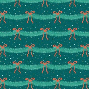 Festive Garland , Bright Holiday, Cloud 9, Organic Cotton| Half Yard Listing