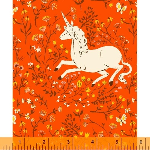 Unicorn in Orange | Heather Ross | Heather Ross 20th Anniversary Collection