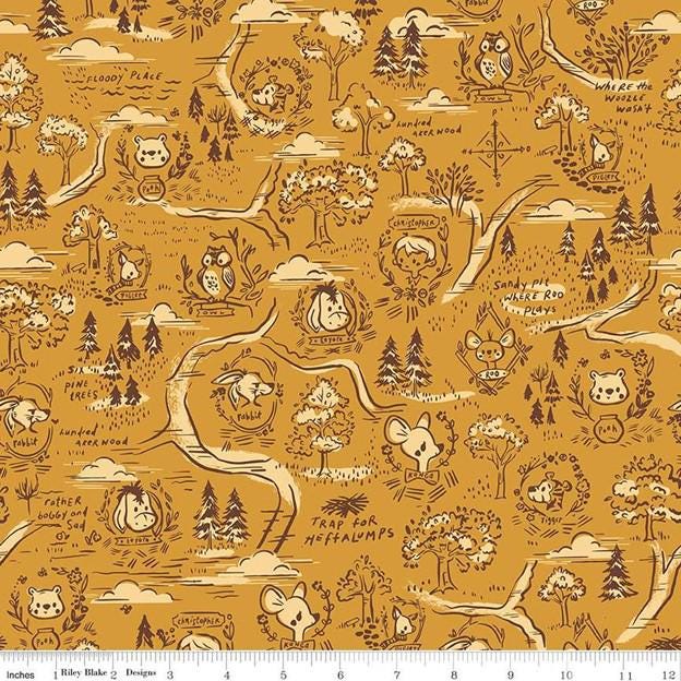 100 Aker Woods Map Gold, Riley Blake | Half Yard Listing
