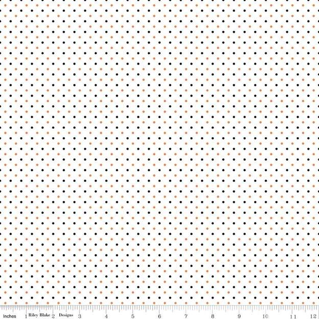 Swiss Dot Halloween on White, Riley Blake | Half Yard Listing