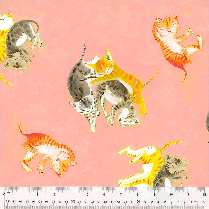 Barn Kittens, Salmon, Heather Ross By Hand | Half Yard Listing