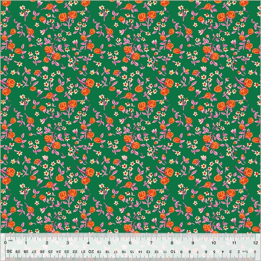 Mousy Floral, Emerald, Heather Ross By Hand | Half Yard Listing