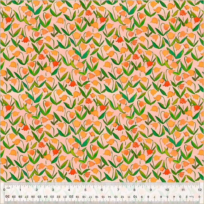 Flowerbed, Salmon , Heather Ross By Hand | Half Yard Listing