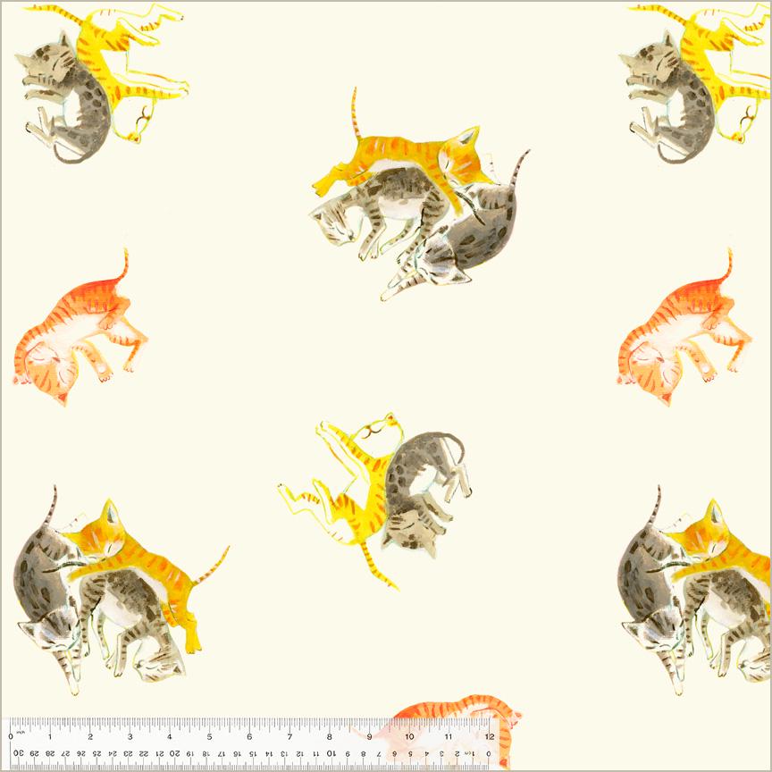 Barn Kittens, Ivory, Heather Ross By Hand, Windham | Half Yard Listing
