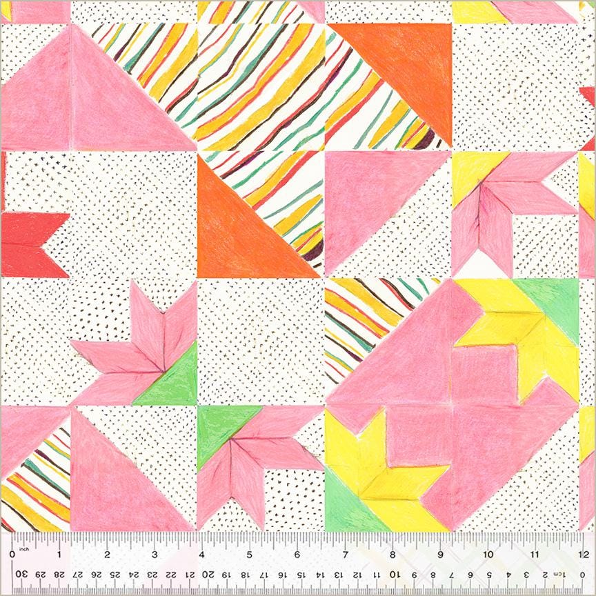 Bee's Quilt, White, Heather Ross By Hand | Half Yard Listing