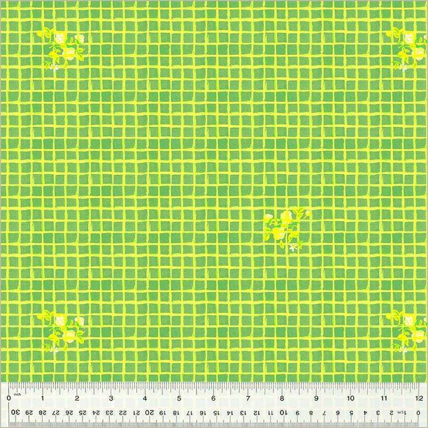 Windowpane, Green, Heather Ross By Hand | Half Yard Listing