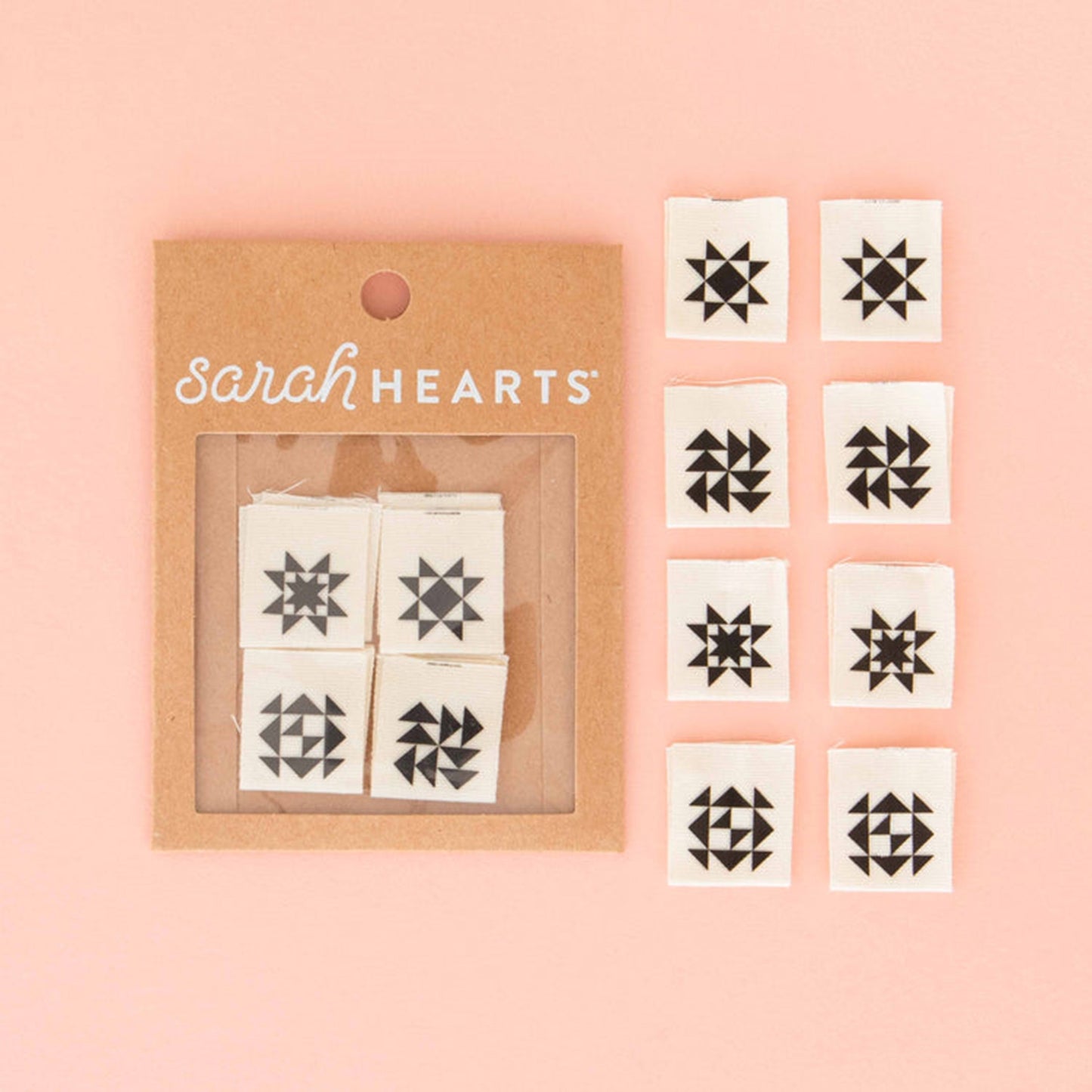 Organic Black Quilt Block, Sarah Hearts Woven Label | Notions & Gifts