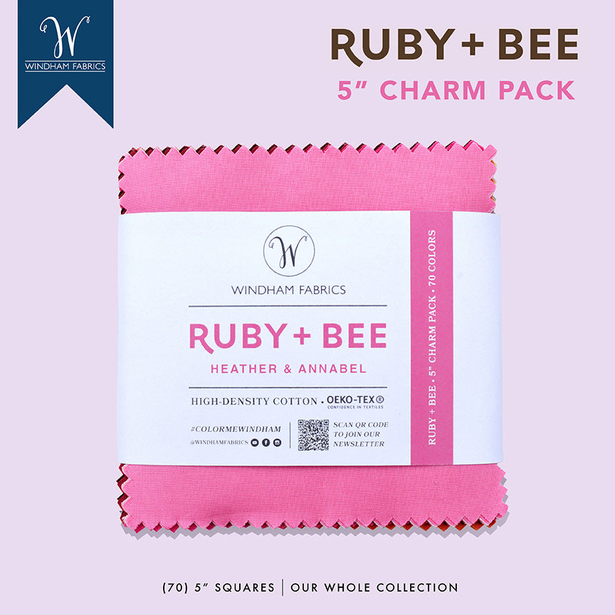 Ruby + Bee Solids, Heather Ross and Annabell Wrigley, Windham | 5" Charm Pack