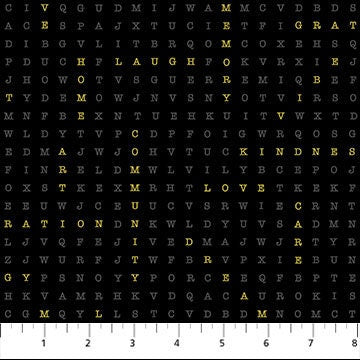 Party Time, Word Search in Black | Half Yard Listing