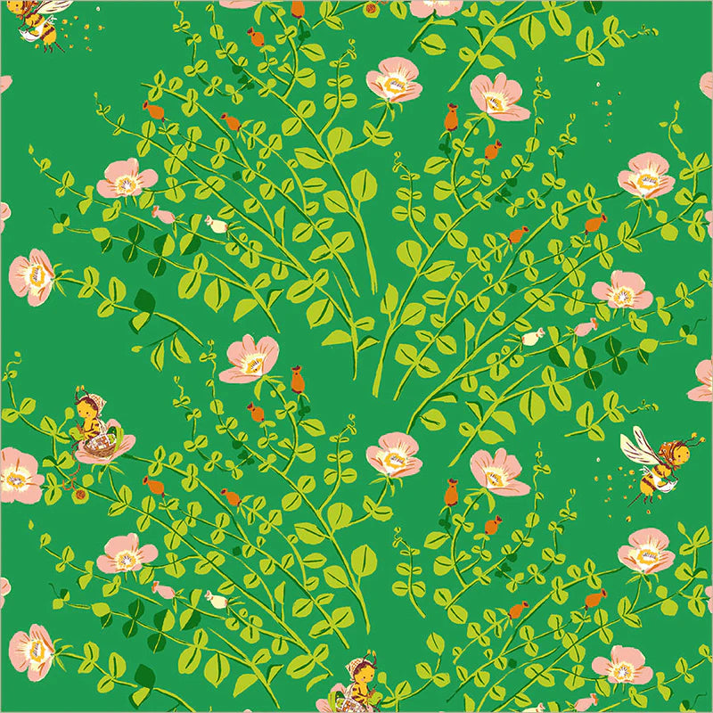 PREORDER: Nanny Bee in Jade, Heather Ross Favorites | Half Yard Listing