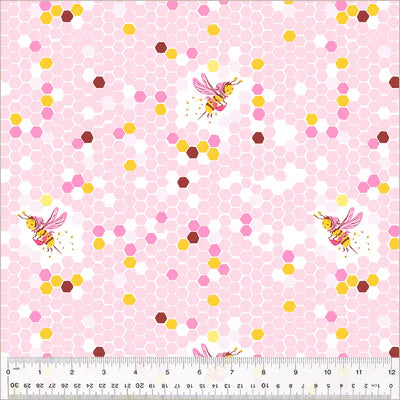Hex Bee in Pink , Studio Edit, Heather Ross, Windham| Half Yard Listing