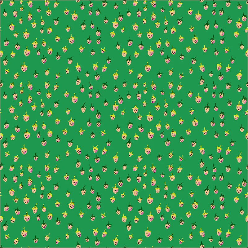 PREORDER: Field Strawberries in Jade, Heather Ross Favorites | Half Yard Listing