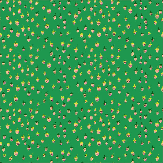 PREORDER: Field Strawberries in Jade, Heather Ross Favorites | Half Yard Listing