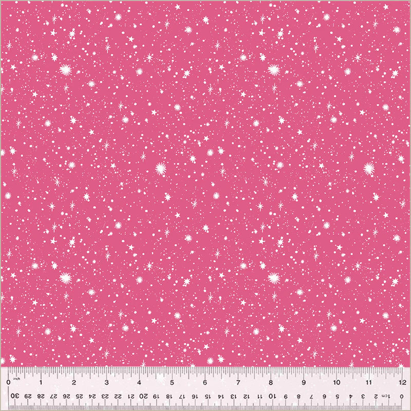 Stars and Snowflakes in Pink,  Christmas Village, Windham| Half Yard Listing