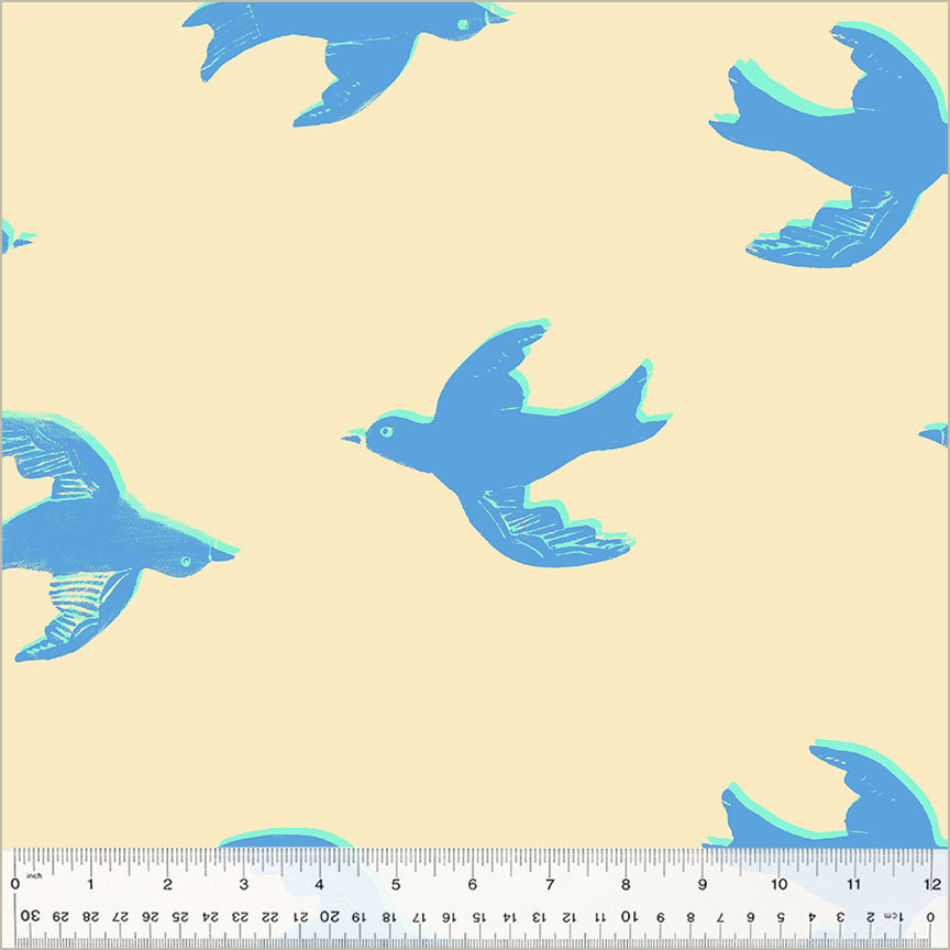 108" Meadows, Bluebird, Ivory, Heather Ross, Wide back, Windham | Half Yard Listing