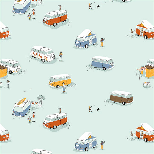 PREORDER: Bus in Aqua, Heather Ross Favorites | Half Yard Listing