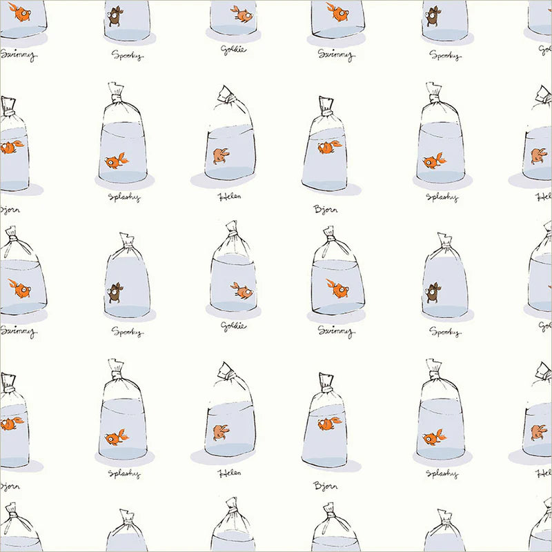 PREORDER: Goldfishes in Bags, White, Heather Ross Favorites | Half Yard Listing