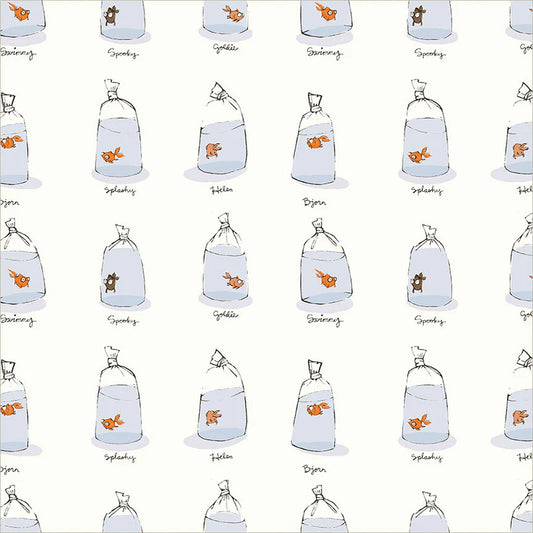 PREORDER: Goldfishes in Bags, White, Heather Ross Favorites | Half Yard Listing