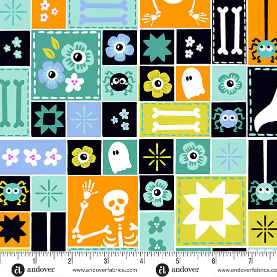 Sew Spooky Aqua, Ghostly Garden, KP Creates, Andover  Half Yard Listing