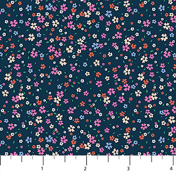 Petal Drift in Navy, Pocket Posies, Figo | Half Yard Listing
