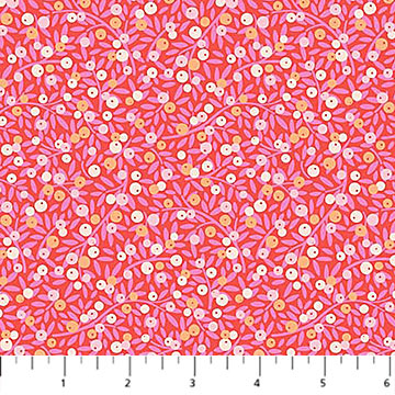 Berries in Orange/Pink , Floral Romance, Figo| Half Yard Listing