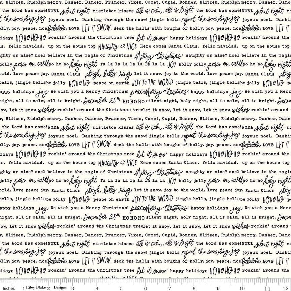 Charming Christmas Words in Cloud, Riley Blake | Half Yard Listing