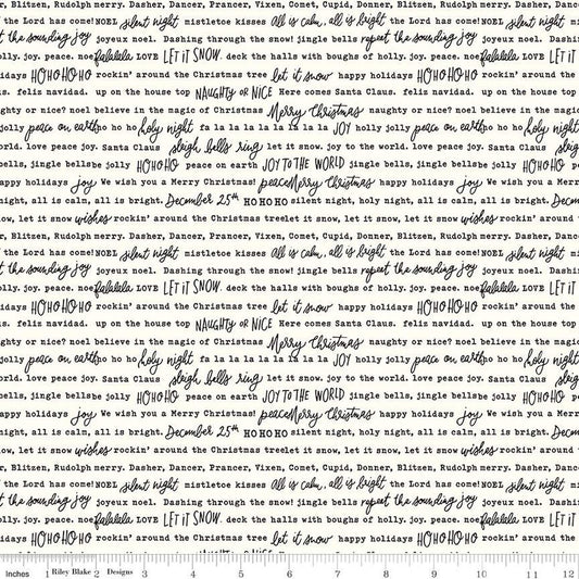 Charming Christmas Words in Cloud, Riley Blake | Half Yard Listing