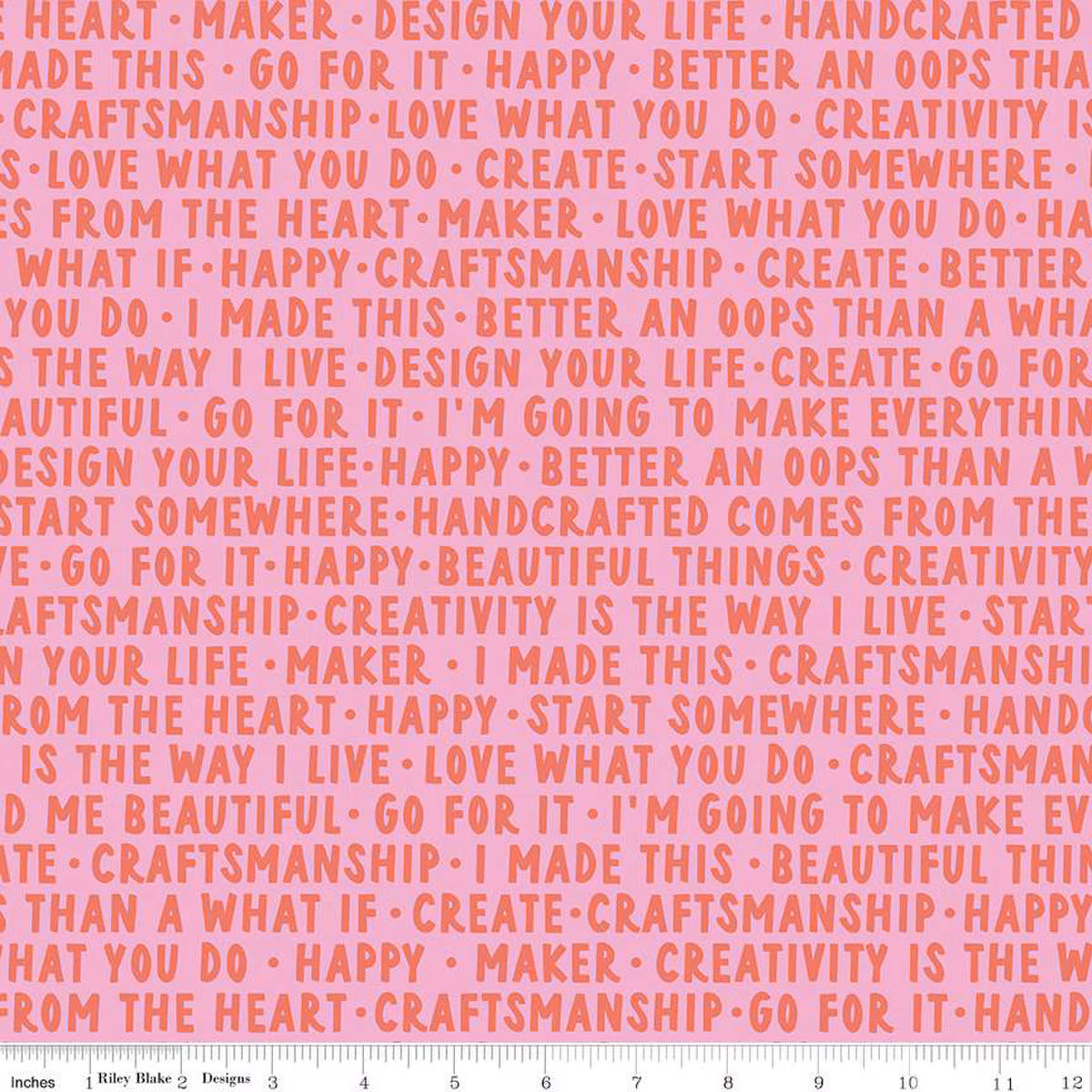 Hand Made Words, Pink, Amber Kemp-Gerstel, Riley Blake | Half Yard Listing