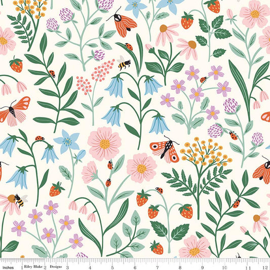 Meadow Moments, Blooms and Bugs Cream, Riley Blake | Half Yard Listing