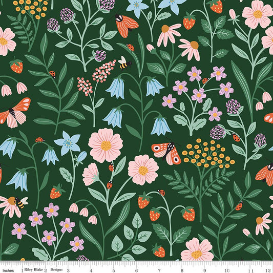 Meadow Moments, Blooms and Bugs Forest, Riley Blake | Half Yard Listing
