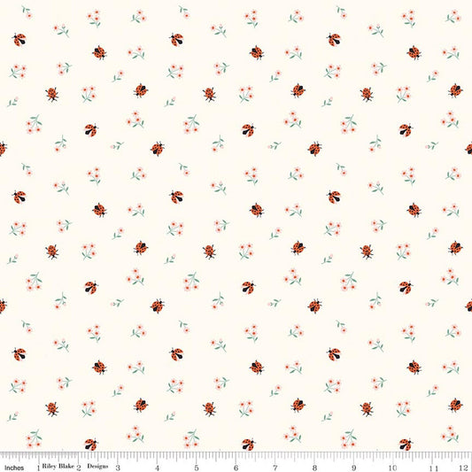Meadow Moments, Lady Bugs in Cream, Riley Blake | Half Yard Listing