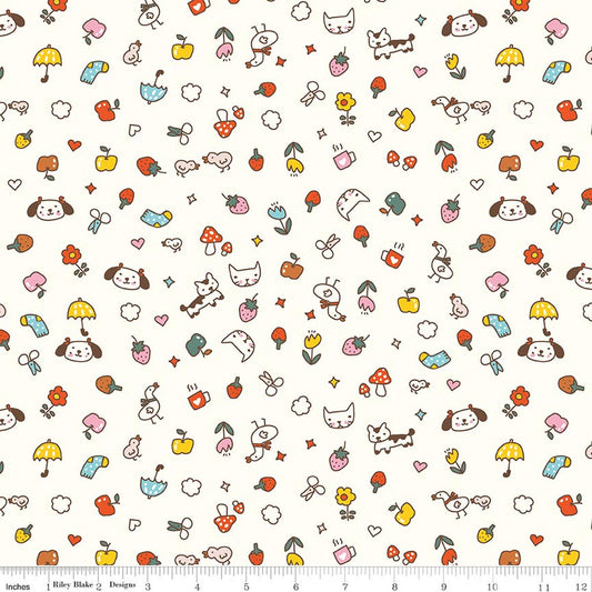 Serendipity 2 Toss, Cream , Minki Kim, Riley Blake | Half Yard Listing