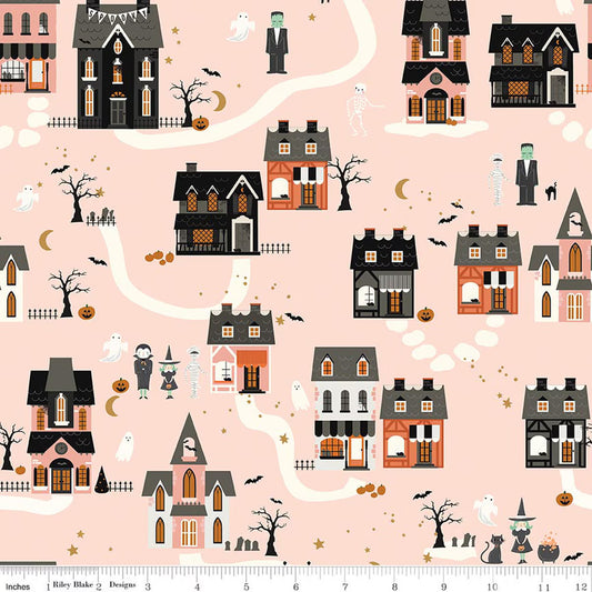 Houses in Pink, Frank and Friends, My Mind's Eye, Riley Blake | Half Yard Listing