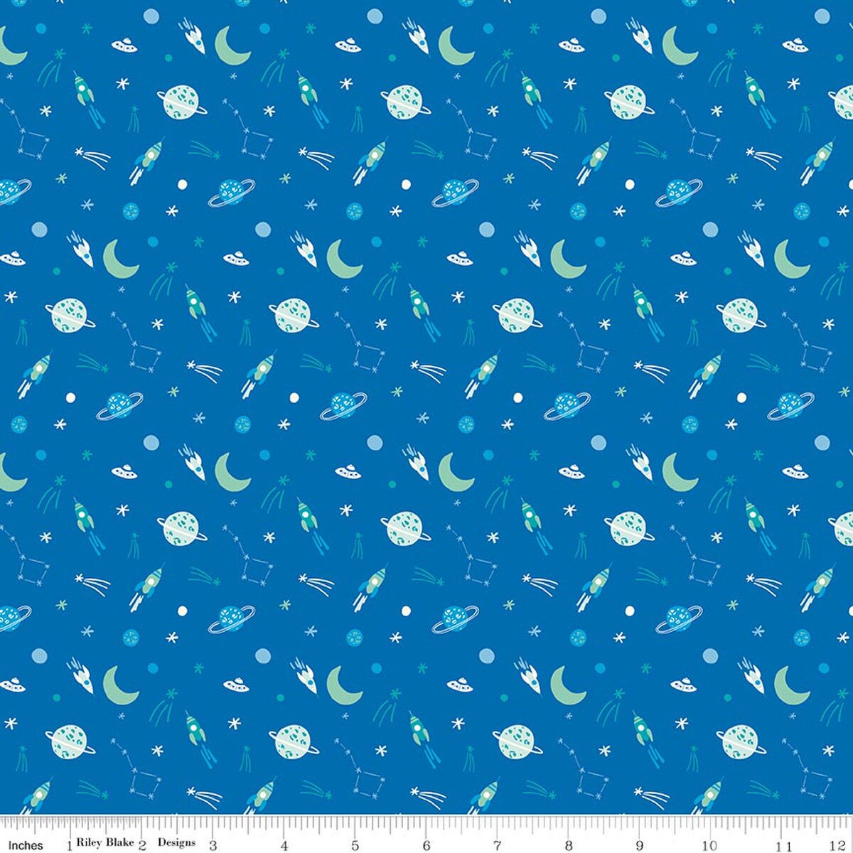 Brave Your Way, To The Moon, Cobalt, Cayla Naylor, Riley Blake | Half Yard Listing