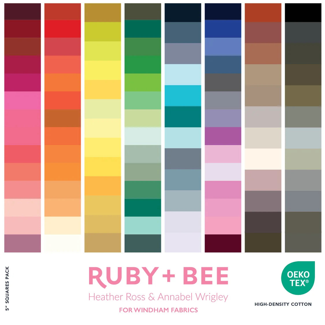 Ruby + Bee Solids, Heather Ross and Annabell Wrigley,105 pc.  Windham |  5" Charm Pack