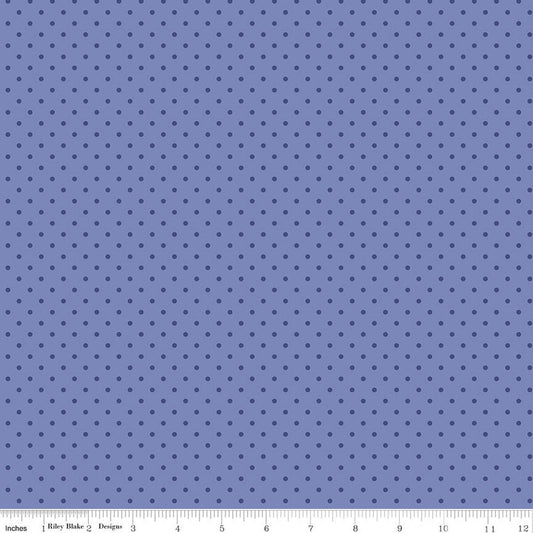 Hydrangeas in the Garden, Polka dots Periwinkle Pearl, Riley Blake| Half Yard Listing