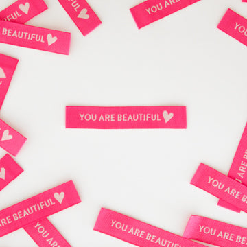 You Are Beautiful , Sarah Hearts 8 pc.| Woven Labels