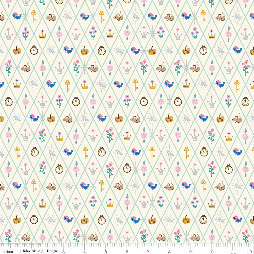 Wishes Diamond Vintage White Sparkle, Wishes, Jill Howarth, Riley Blake| Half Yard Listing)