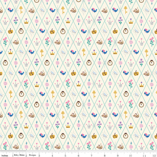 Wishes Diamond Vintage White Sparkle, Wishes, Jill Howarth, Riley Blake| Half Yard Listing)