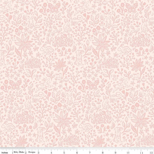 Bunny Meadows in Pink, Sweet Cotton Tales, Cayla Naylor, Riley Blake| Half Yard Listing
