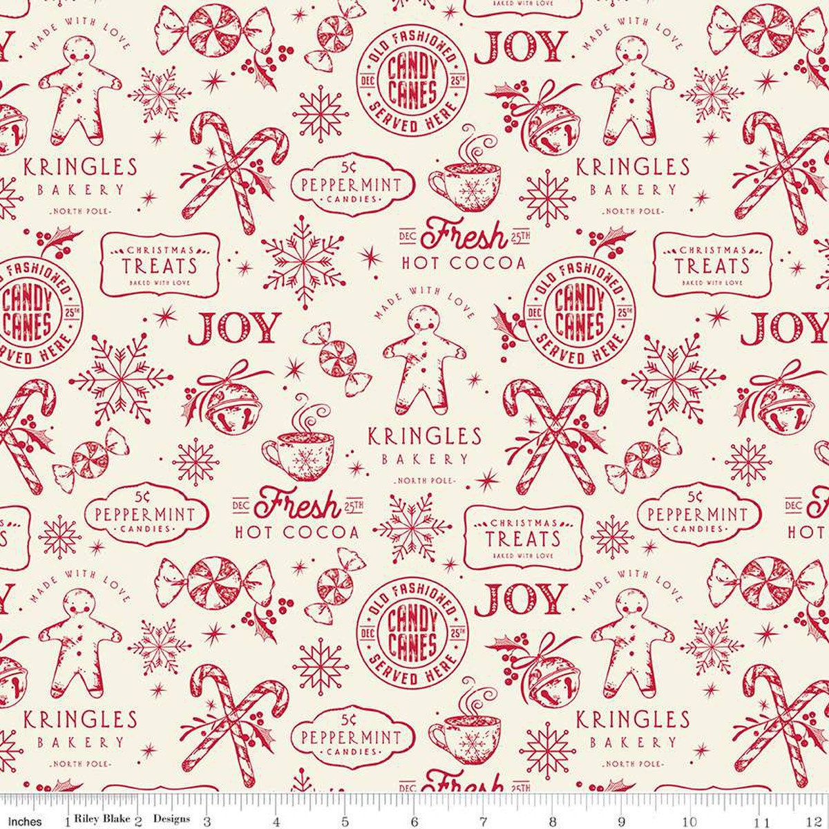 Merry Little Christmas, Treats in Cream | Half Yard Listing